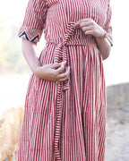 Brick Red Collared Maternity Dress