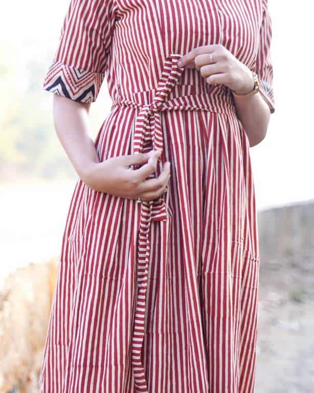 Brick Red Collared Maternity Dress