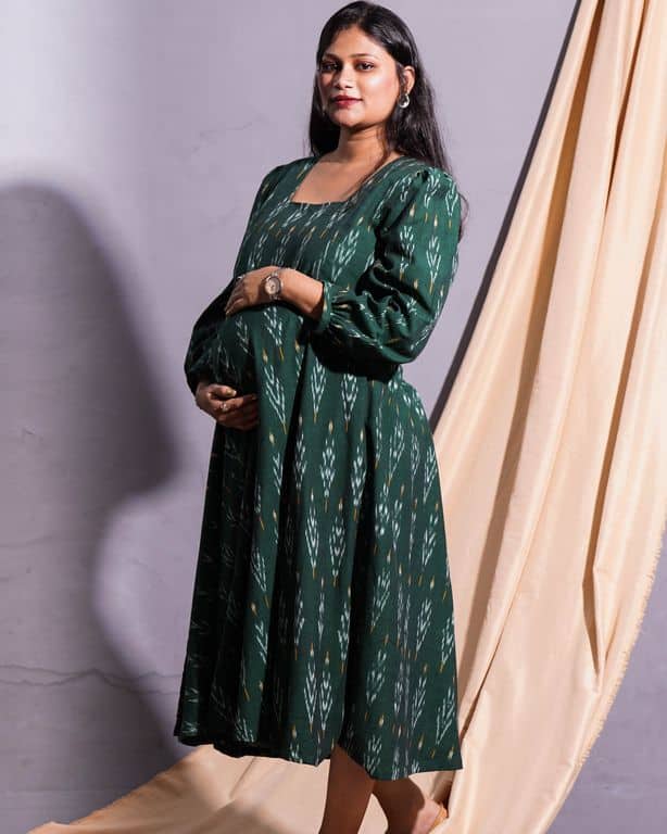 Fern Green Ikat Maternity Dress
