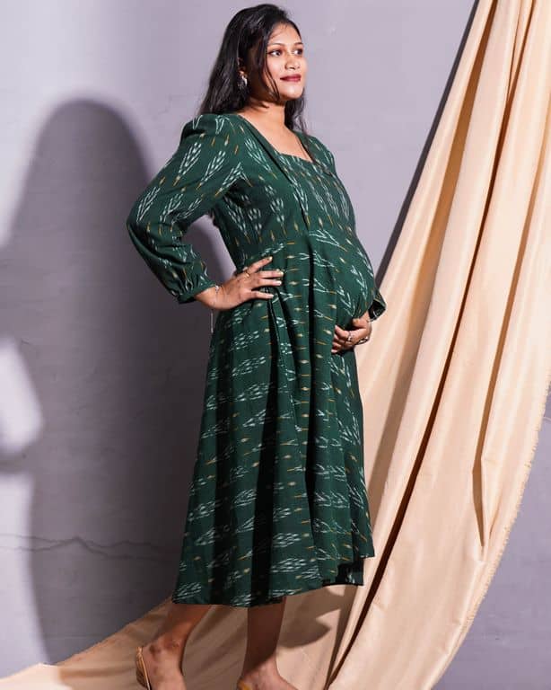Fern Green Ikat Maternity Dress