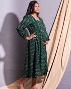Fern Green Ikat Maternity Dress