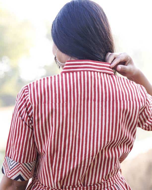 Brick Red Collared Maternity Dress