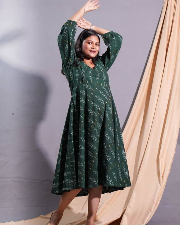 Fern Green Ikat Maternity Dress