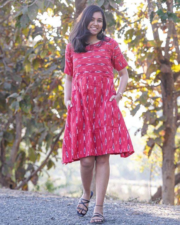 Red Shift Ikat Maternity Dress Secondary image
