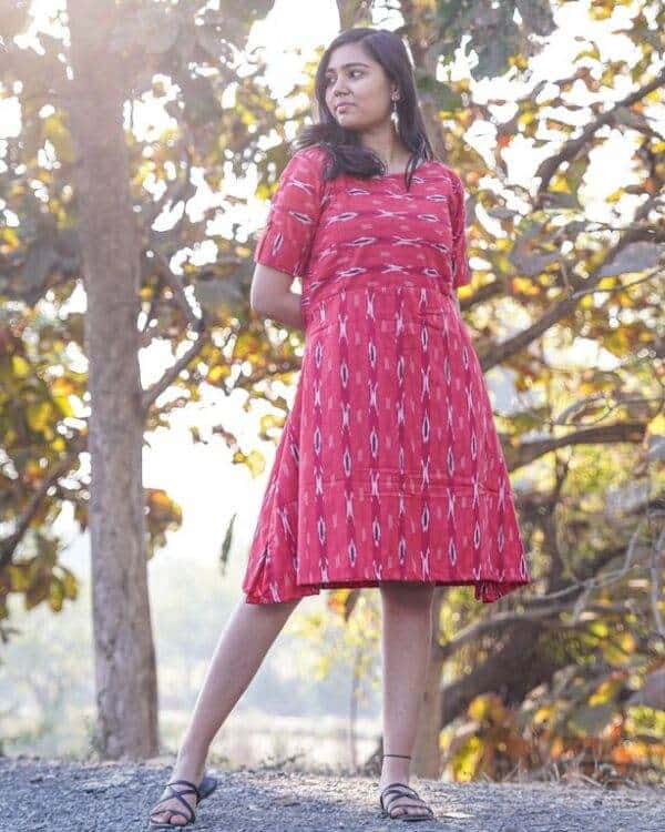 Red Shift Ikat Maternity Dress