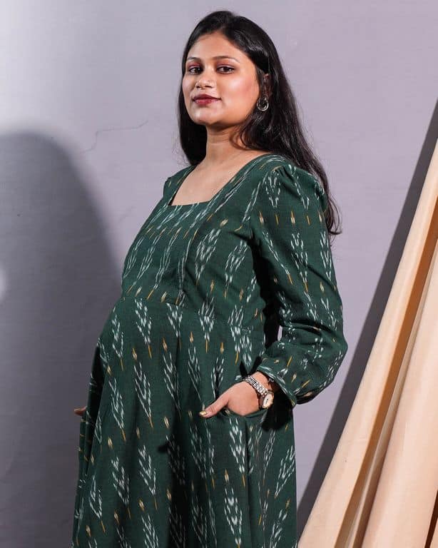 Fern Green Ikat Maternity Dress