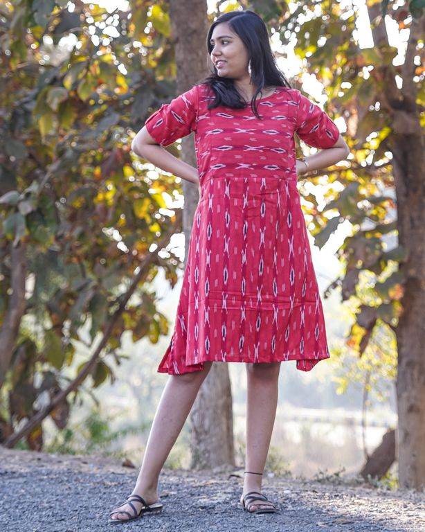 Red Shift Ikat Maternity Dress