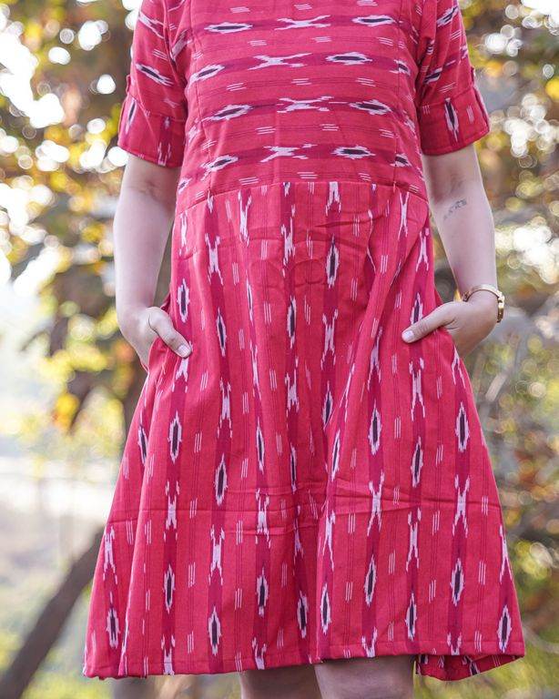 Red Shift Ikat Maternity Dress