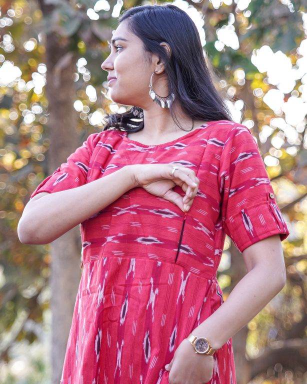 Red Shift Ikat Maternity Dress