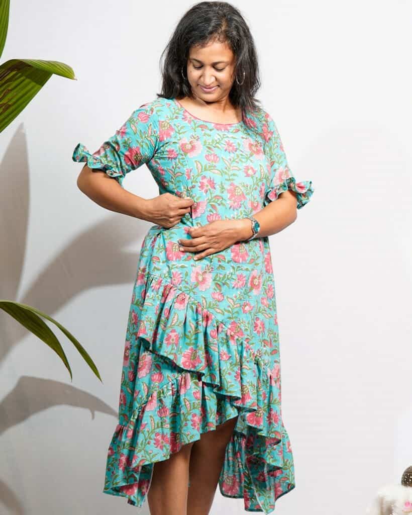 Aqua Blue Senorita Maternity Dress