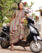 Red Yellow Block Print Maternity Dress