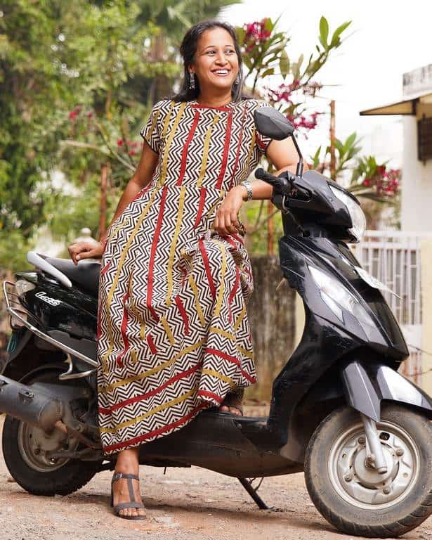 Red Yellow Block Print Maternity Dress