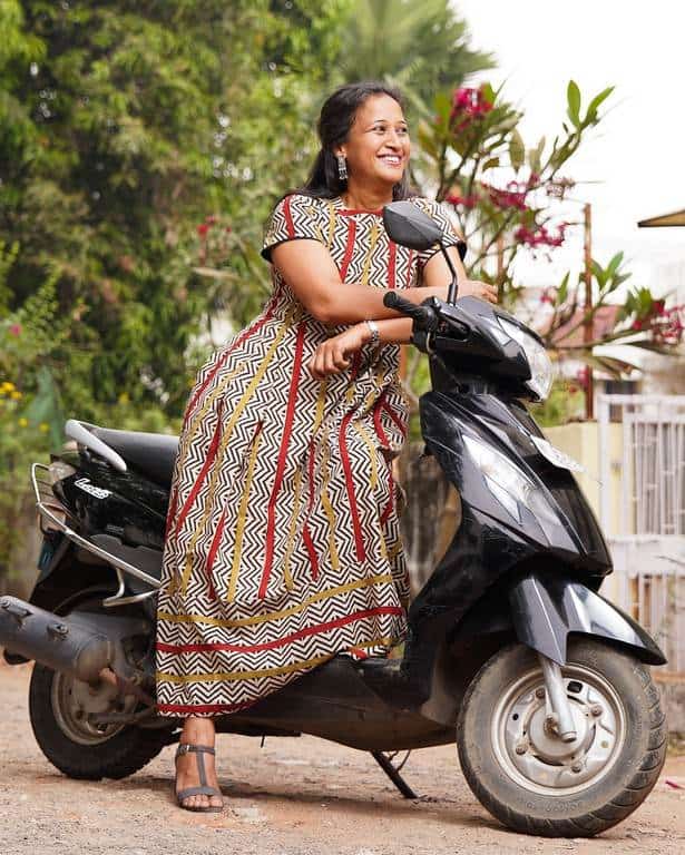 Red Yellow Block Print Maternity Dress