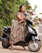 Red Yellow Block Print Maternity Dress