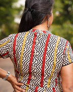 Red Yellow Block Print Maternity Dress