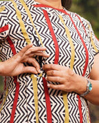 Red Yellow Block Print Maternity Dress