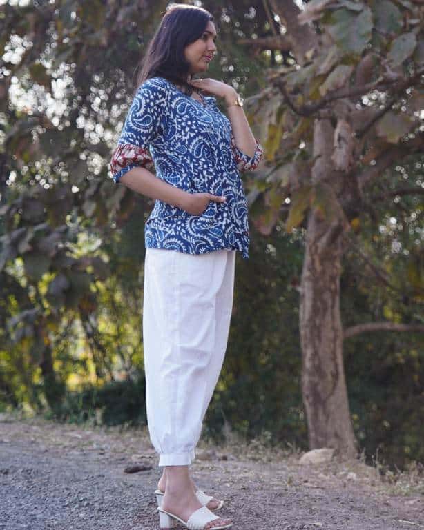 Rosy Blue Angrakha Maternity Short Kurti Secondary image