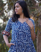 Rosy Blue Angrakha Maternity Short Kurti
