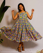 Tulip Vine Long Frill Maternity Dress