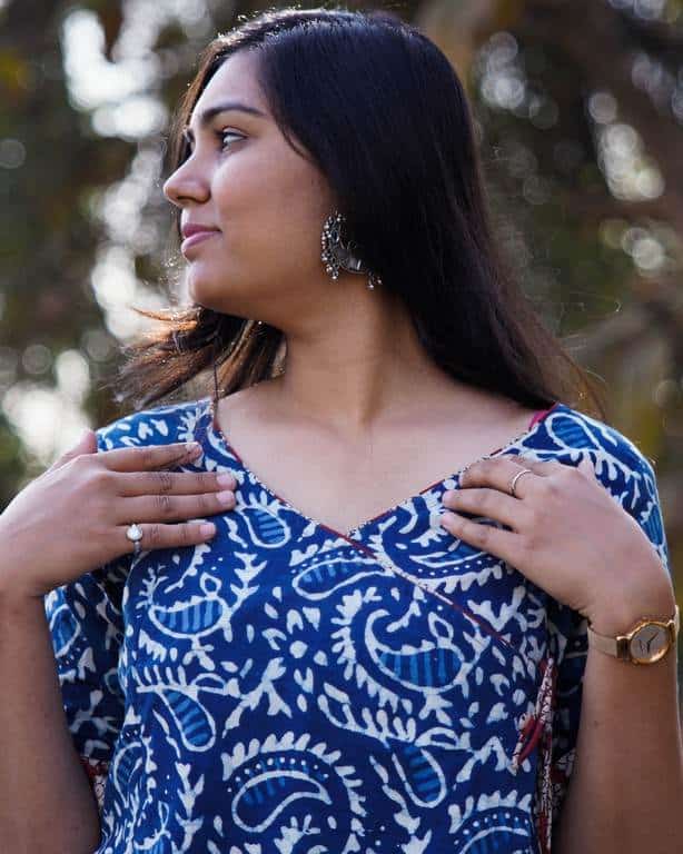 Rosy Blue Angrakha Maternity Short Kurti