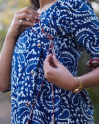 Rosy Blue Angrakha Maternity Short Kurti