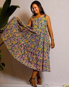 Tulip Vine Long Frill Maternity Dress