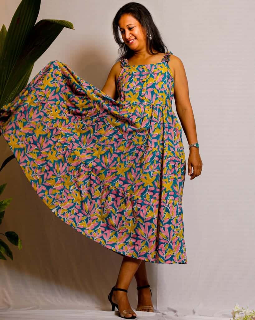 Tulip Vine Long Frill Maternity Dress
