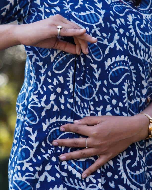 Rosy Blue Angrakha Maternity Short Kurti