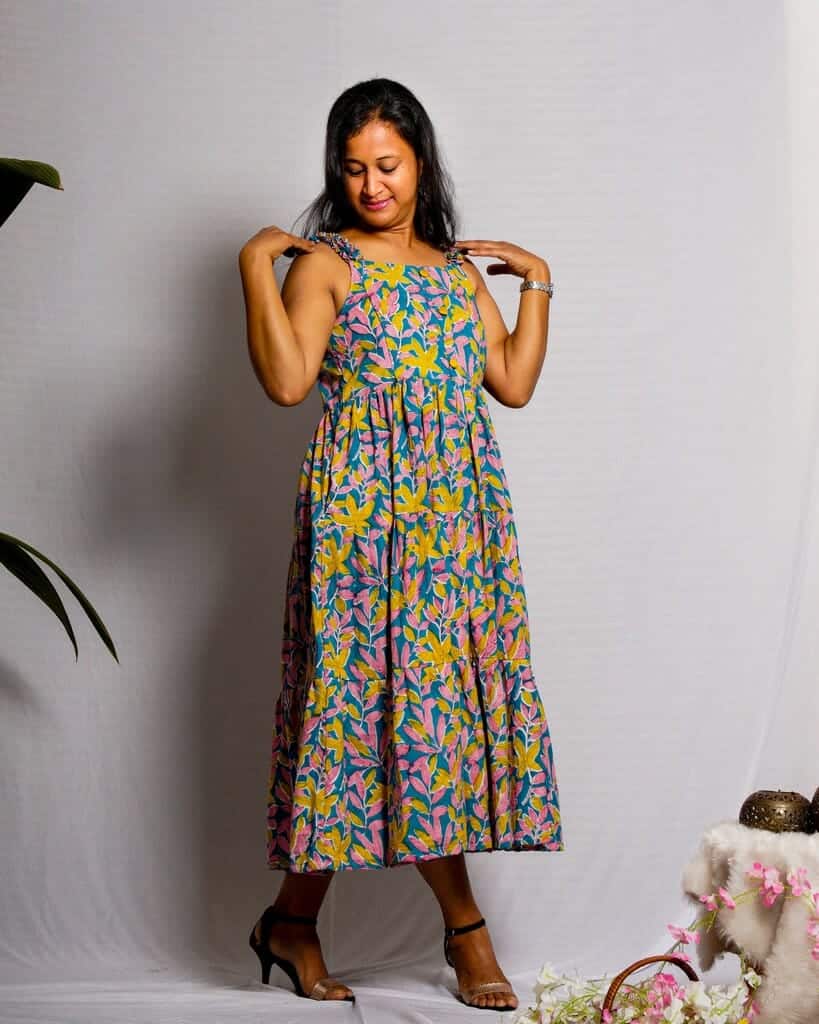 Tulip Vine Long Frill Maternity Dress
