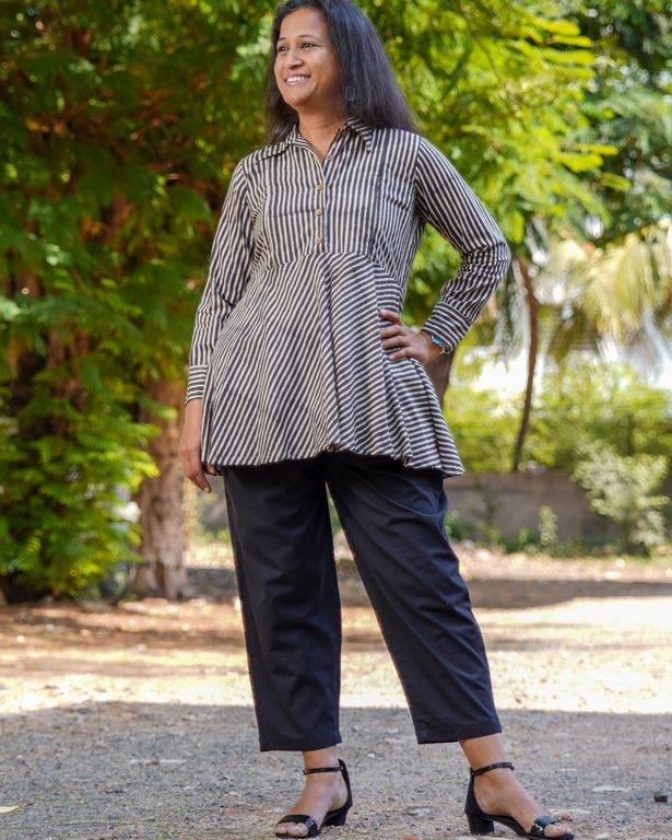 Black Striped Short Kurti