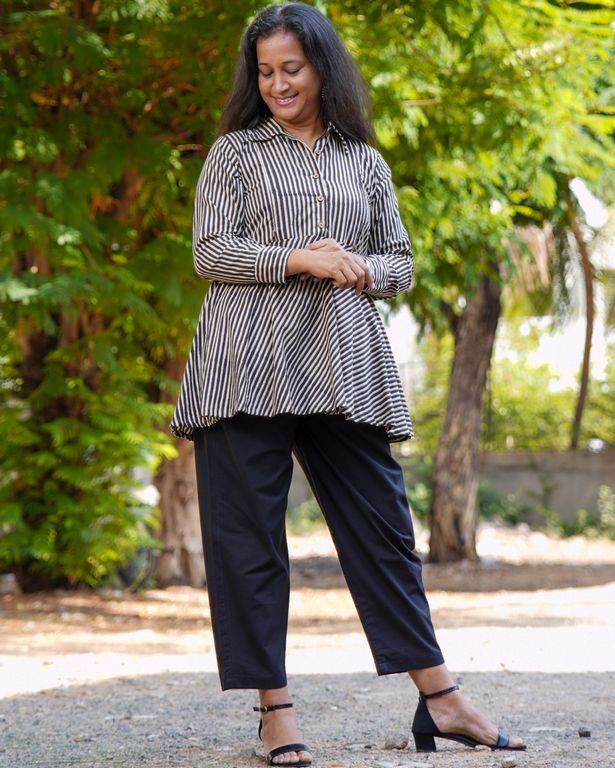 Black Striped Short Kurti