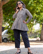 Black Striped Maternity Short Kurti