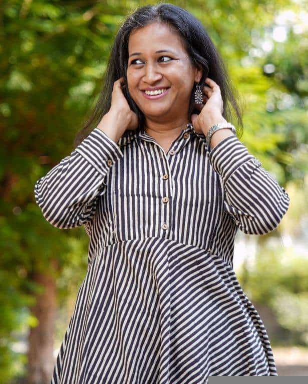 Black Striped Maternity Short Kurti