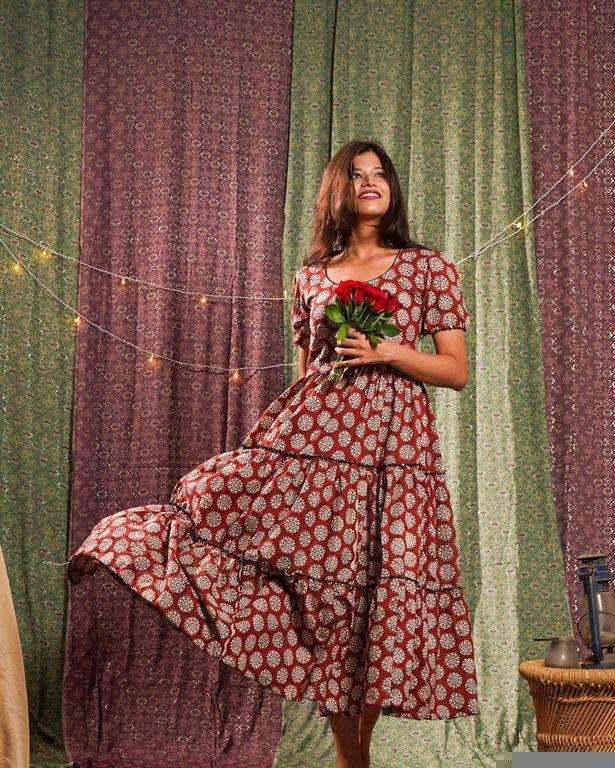 Rosy Vine Tiered Dress