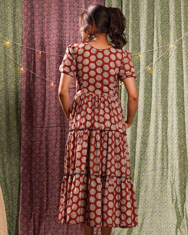 Rosy Vine Tiered Dress