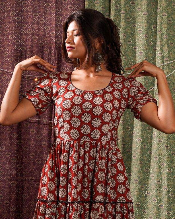 Rosy Vine Tiered Dress