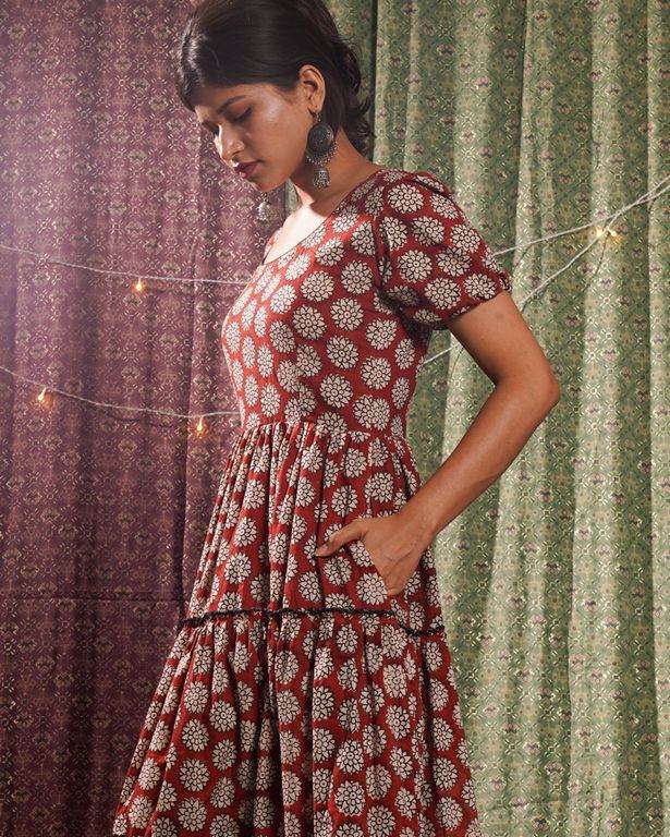 Rosy Vine Tiered Dress