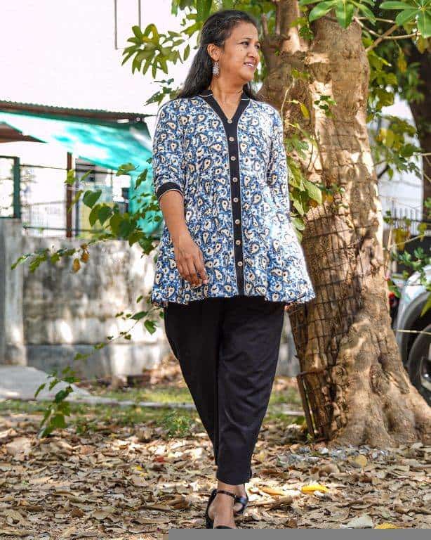 Blue Blossom Maternity Short Kurti Secondary image