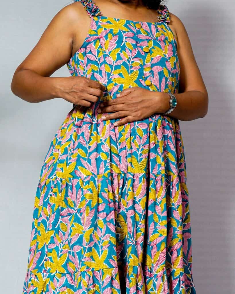 Tulip Vine Long Frill Maternity Dress