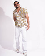 Mustard Block Print Fusion Shirt