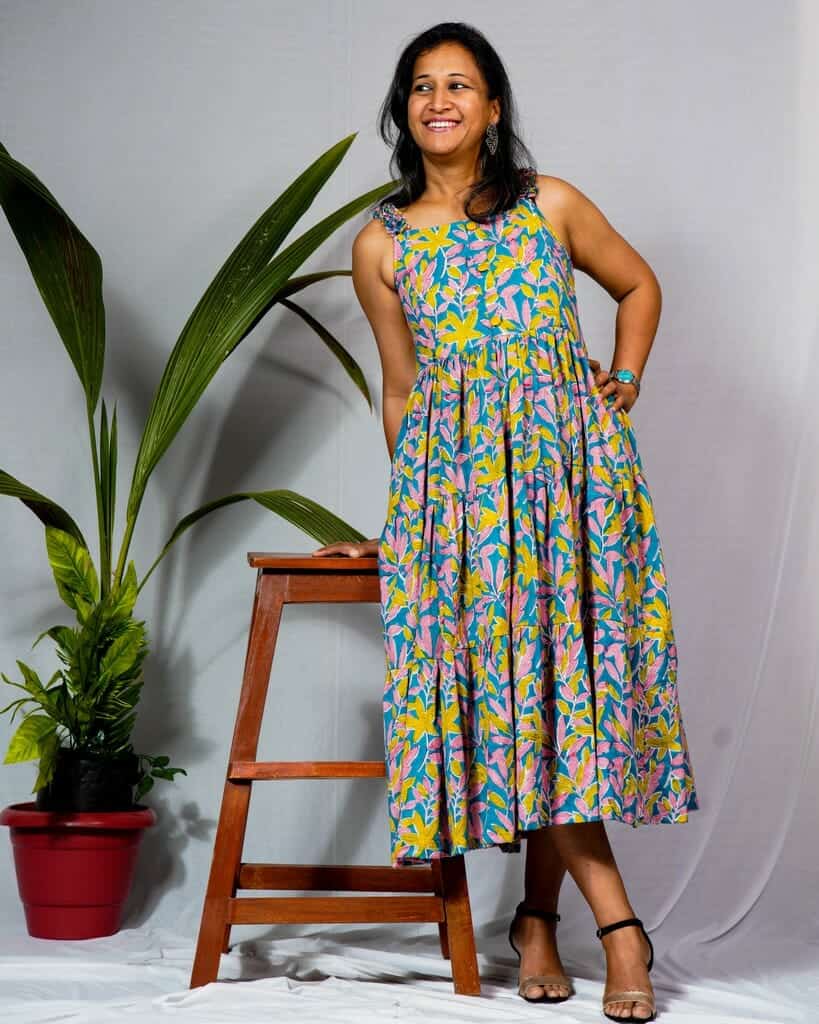 Tulip Vine Long Frill Maternity Dress