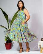 Tulip Vine Long Frill Maternity Dress