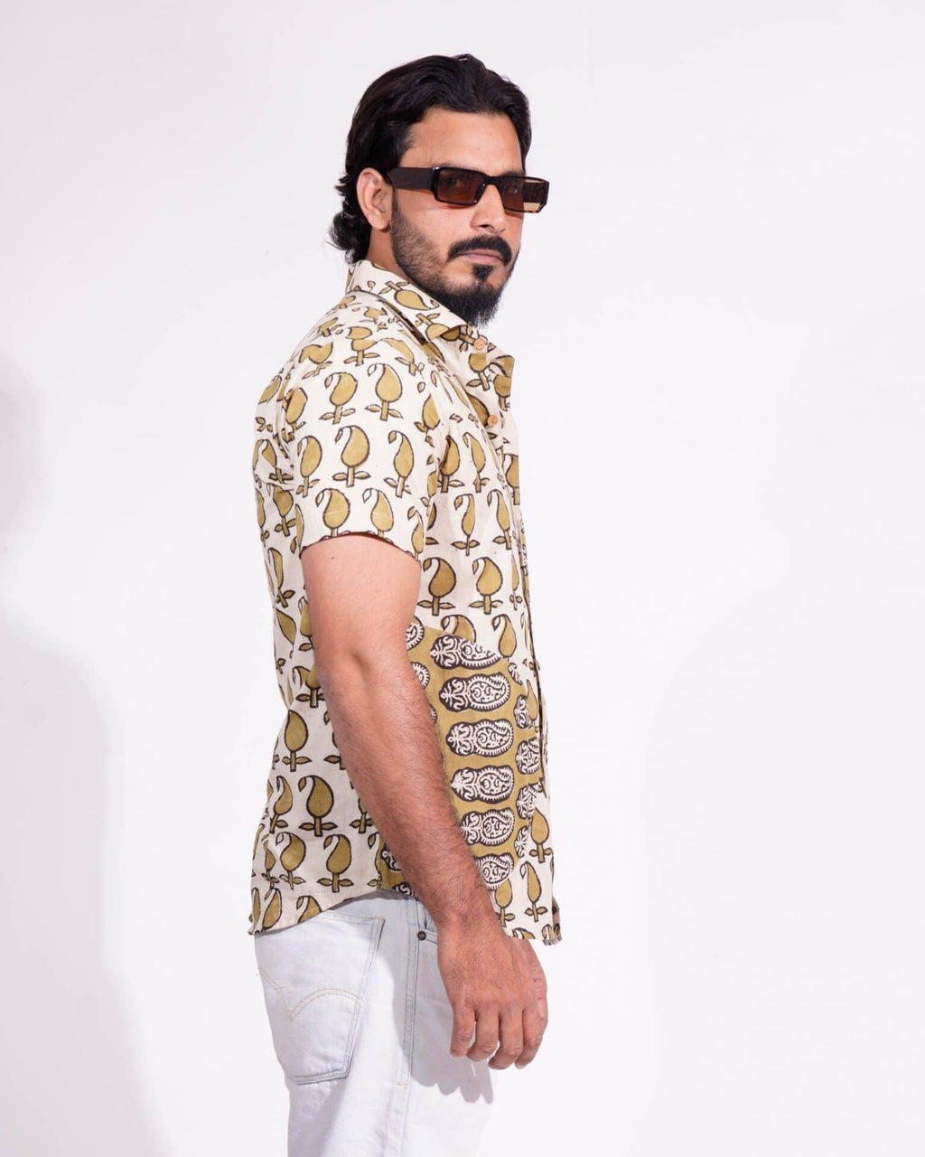 Mustard Block Print Fusion Shirt