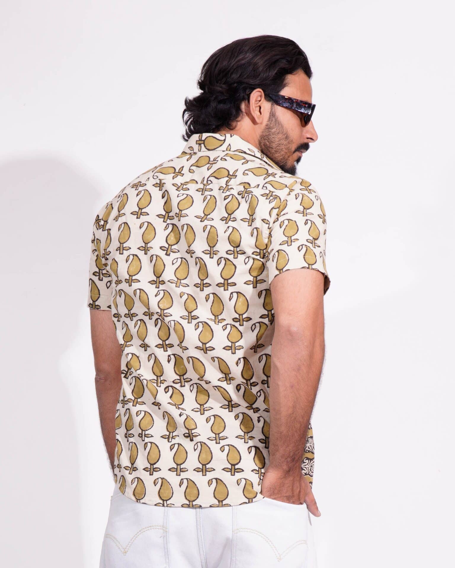 Mustard Block Print Fusion Shirt