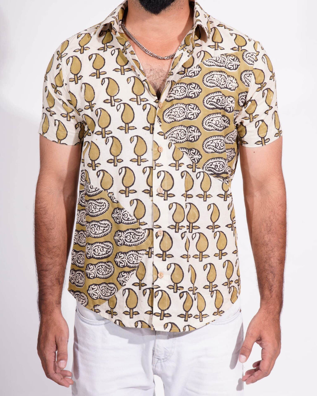 Mustard Block Print Fusion Shirt