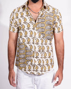 Mustard Block Print Fusion Shirt