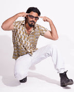Mustard Block Print Fusion Shirt