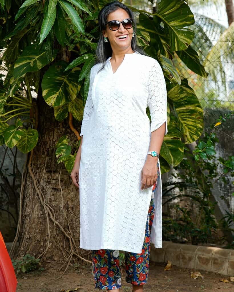 White Cutwork Straight Maternity Kurta Secondary image