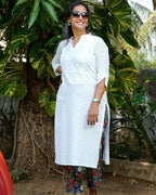 White Cutwork Straight Maternity Kurta