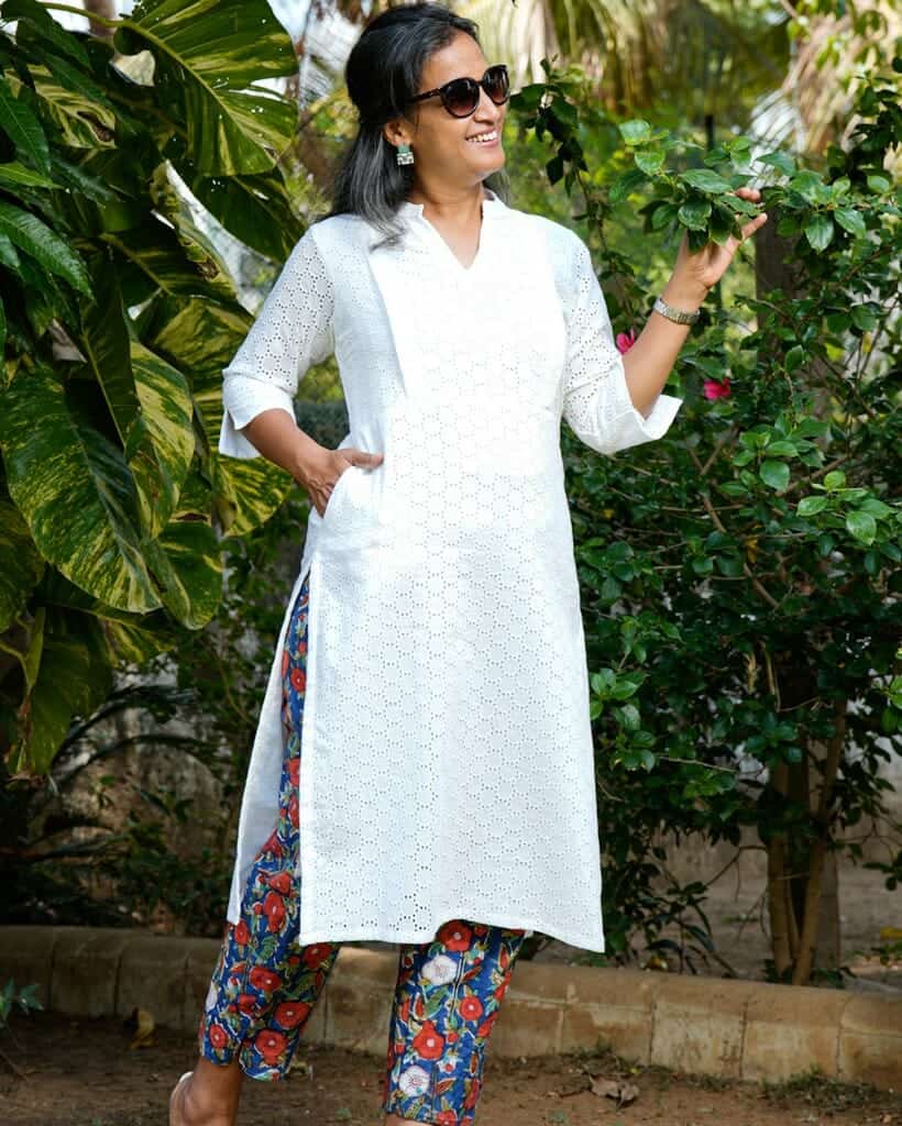 White Cutwork Straight Maternity Kurta